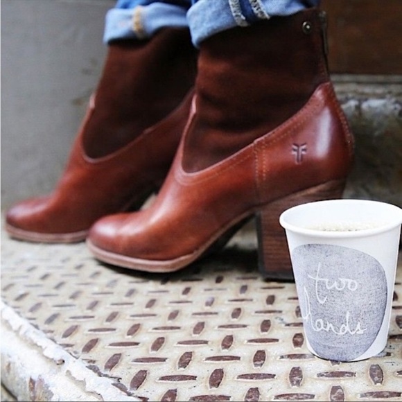 Frye Tessa Zip Short Black Suede Real Leather Zip Up Heeled Round Toe Ankle Boot - Picture 11 of 11